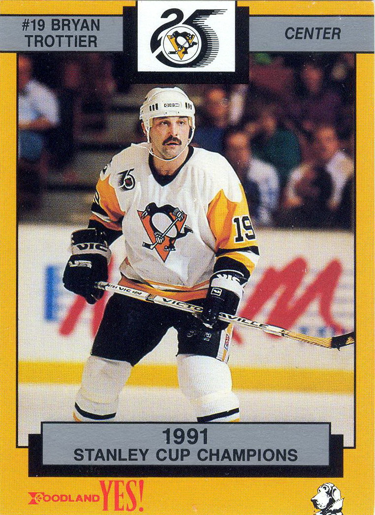 Bryan Trottier Signed 1991 Topps #93 Pittsburgh Penguins Hockey