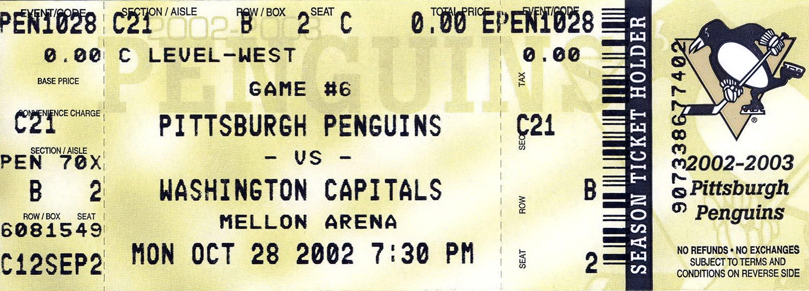 Penguins Ticket 
